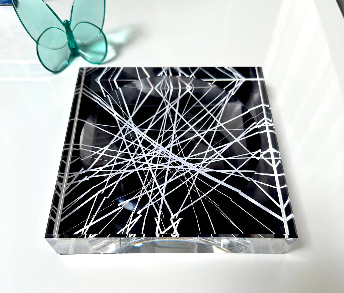 Modern Abstract Black And White Acrylic Candy Dish Catchall