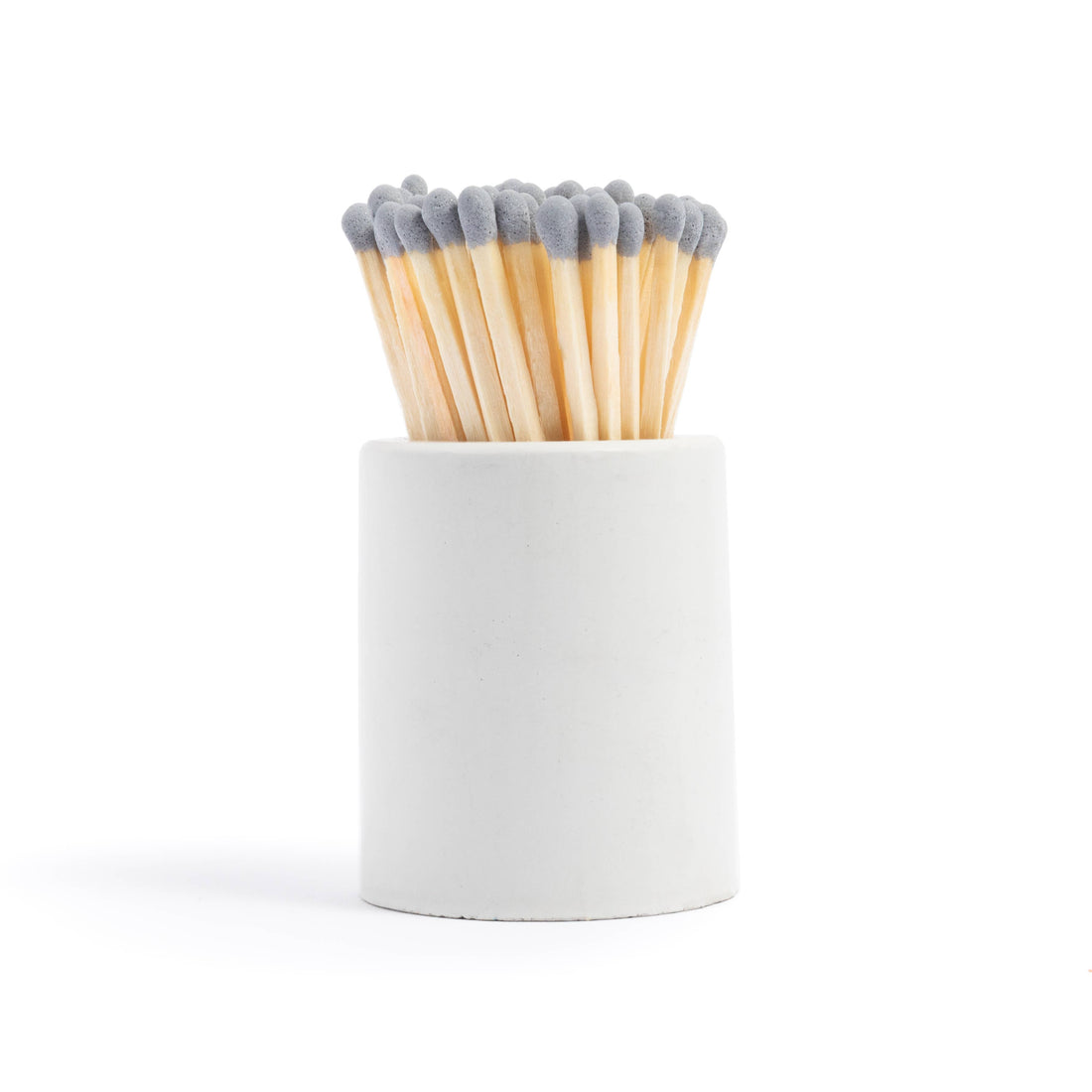 White Round Vessel with Grey Matchsticks