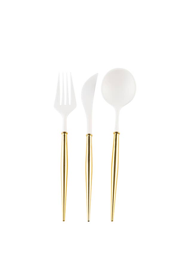 Bella Cutlery White/Gold Handle/Bulk Case of 36