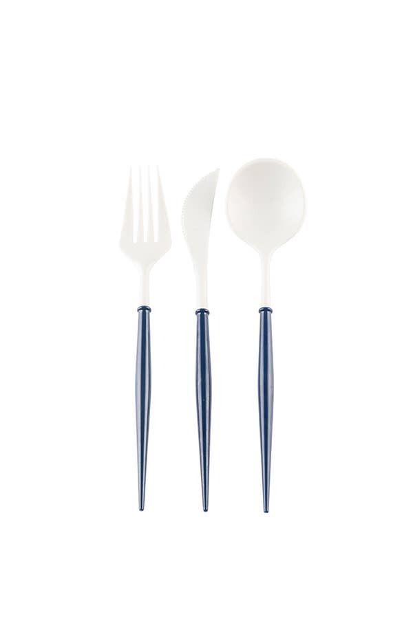 Bella Cutlery White/Navy Handle/Bulk Case of 36